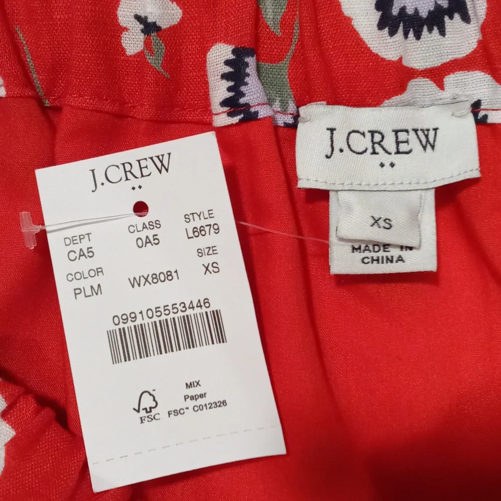 🆕️🌹J. Crew🌹- Red/Blue Floral Linen Blend Skirt w/Sash